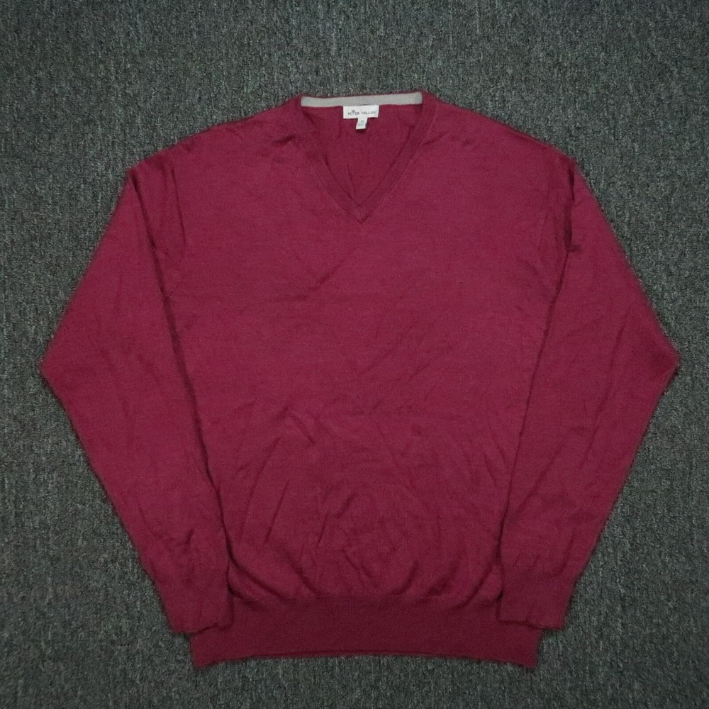 Peter Millar Sweater Men Extra Large Purple Red Merino Wool Silk Pullover V Neck